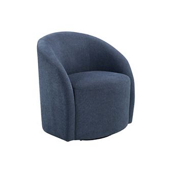 Saho Swivel Accent Chair, Barrel Style, Foam Padded, Boucle