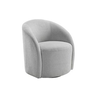 Saho Swivel Accent Chair, Barrel Style, Foam Padded, Boucle
