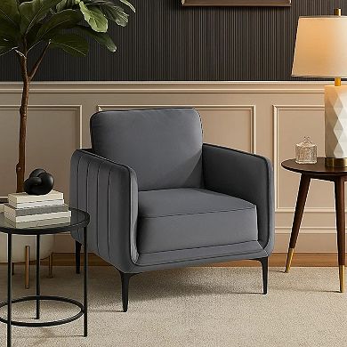 Reniz Accent Club Chair, Foam Cushions, Metal Legs