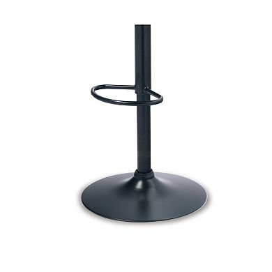 Beal Swivel Barstool Chair, Brown Faux Leather, Black, 26-34 Adjustable
