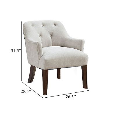 Beca Accent Armchair, Button Tufted Back, Sloped Arms, Polyester