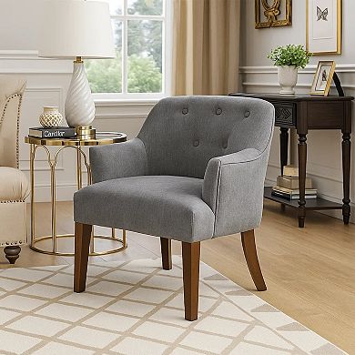 Beca Accent Armchair, Button Tufted Back, Sloped Arms, Polyester