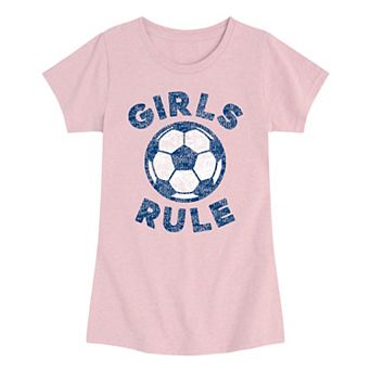 Girls 7-16 Girls Rule Soccer Graphic Tee