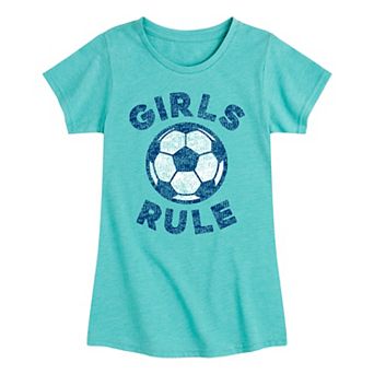 Girls 7-16 Girls Rule Soccer Graphic Tee