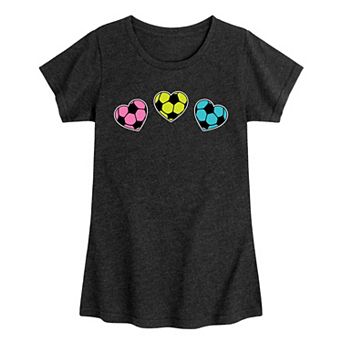 Girls 7-16 Soccer Hearts Graphic Tee