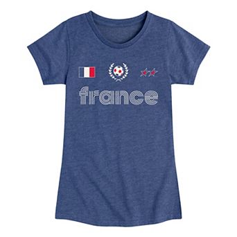 Girls 7-16 France Soccer Jersey Graphic Tee