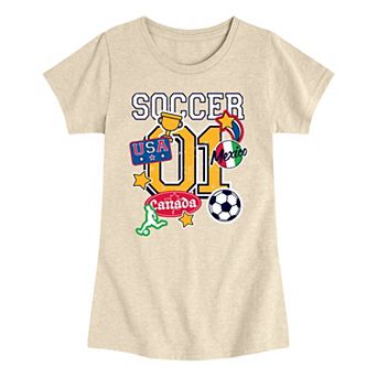 Girls 7-16 Soccer Jersey Badges Graphic Tee