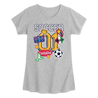 Girls 7-16 Soccer Jersey Badges Graphic Tee