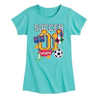 Girls 7-16 Soccer Jersey Badges Graphic Tee