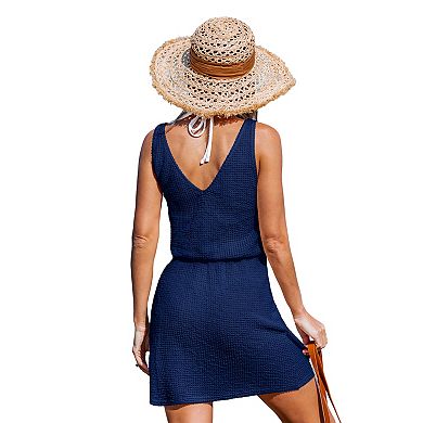 Women's Cupshe V-Neck Elastic Waist Knit Cover Up Dress