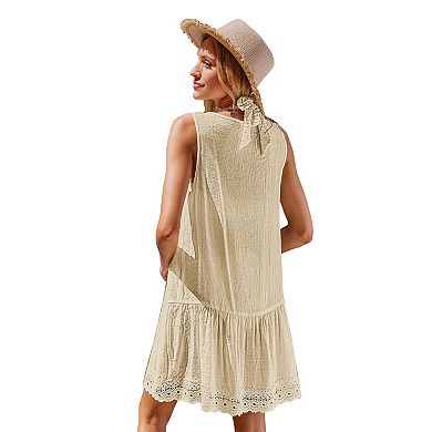 Women's Cupshe Boho Chic Lace Trim Tiered Cover Up Dress