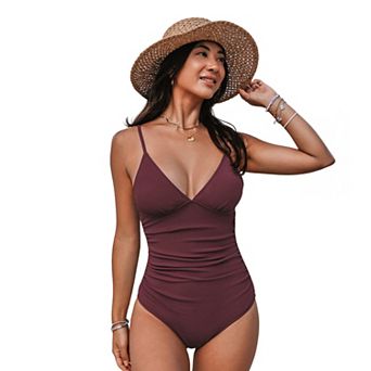 Women's Cupshe Chic Plunging Neckline One Piece Swimsuit