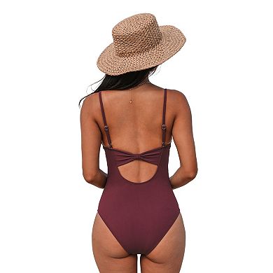 Women's Cupshe Chic Plunging Neckline One Piece Swimsuit