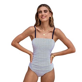 Women's Cupshe Striped Square Neck One Piece Swimsuit