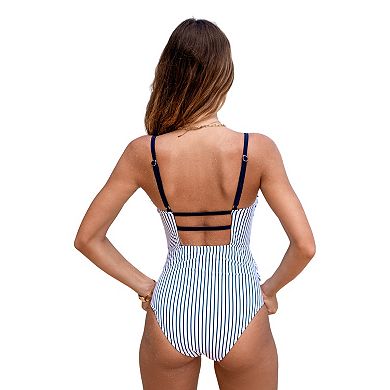 Women's Cupshe Striped Square Neck One Piece Swimsuit