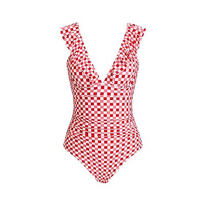 Women's Cupshe Floral Ruffled Lace Up One Piece Swimsuit