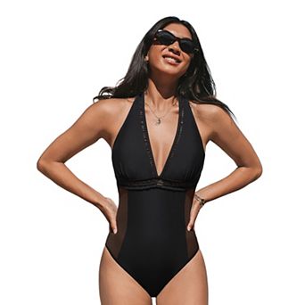 Women's Cupshe Mesh Halter Straps One Piece Swimsuit