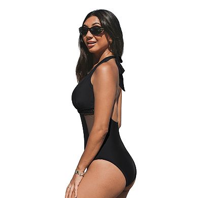 Women's Cupshe Mesh Halter Straps One Piece Swimsuit