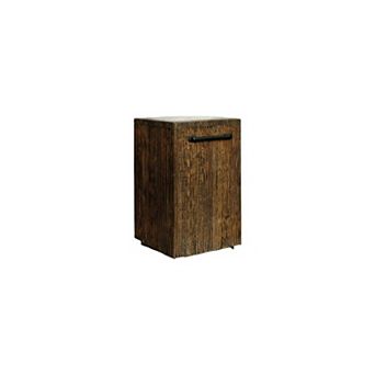 24" Natural And Smoky Black Distressed Reclaimed Wood Square Block End Table