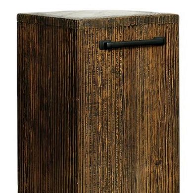 24" Natural And Smoky Black Distressed Reclaimed Wood Square Block End Table