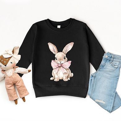 Bunny Watercolor With Bow - Toddler Graphic Sweatshirt