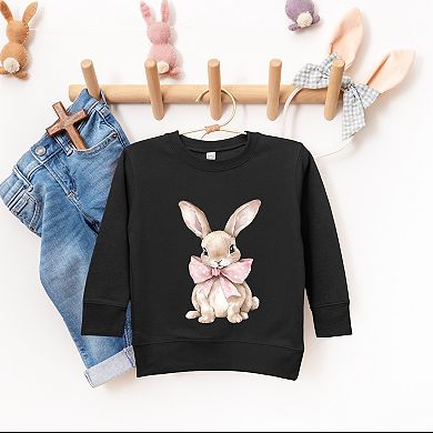 Bunny Watercolor With Bow - Toddler Graphic Sweatshirt