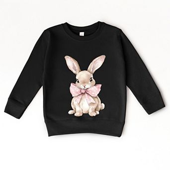 Bunny Watercolor With Bow - Toddler Graphic Sweatshirt