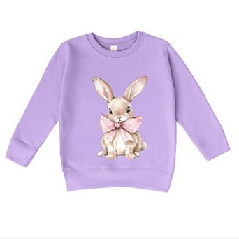 Bunny Watercolor With Bow - Toddler Graphic Sweatshirt