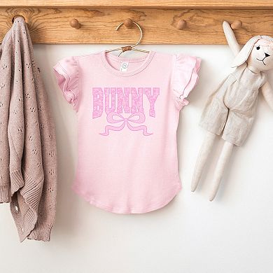 Bunny Pink Lace - Flutter Sleeve Graphic T-Shirt