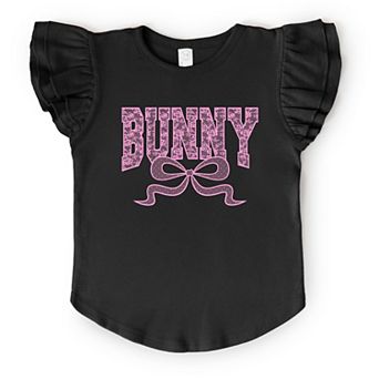 Bunny Pink Lace - Flutter Sleeve Graphic T-Shirt