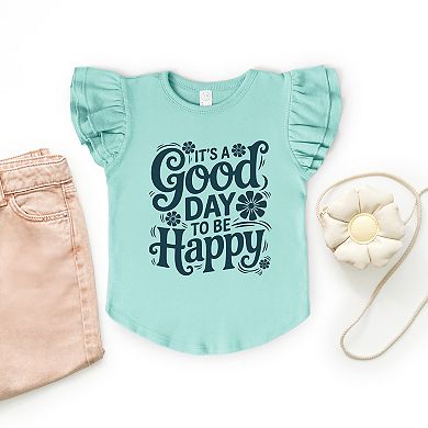 It's A Good Day To Be Happy Flowers - Flutter Sleeve Graphic T-Shirt