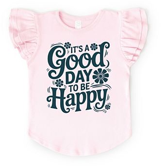It's A Good Day To Be Happy Flowers - Flutter Sleeve Graphic T-Shirt