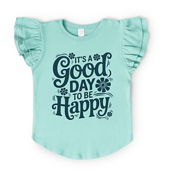 It's A Good Day To Be Happy Flowers - Flutter Sleeve Graphic T-Shirt