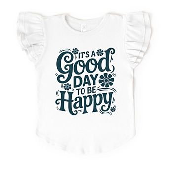 It's A Good Day To Be Happy Flowers - Flutter Sleeve Graphic T-Shirt