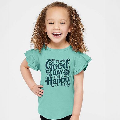 It's A Good Day To Be Happy Flowers - Flutter Sleeve Graphic T-Shirt