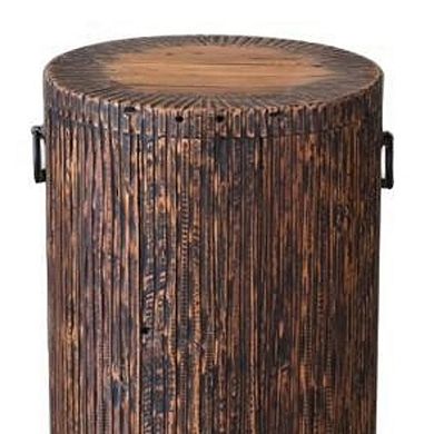24" Natural And Smoky Black Reclaimed Wood Round Drum End Table