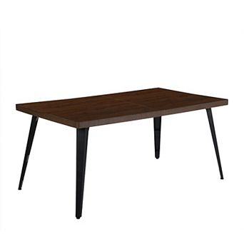 63" Dark Brown and Black Wood and Steel Dining Table
