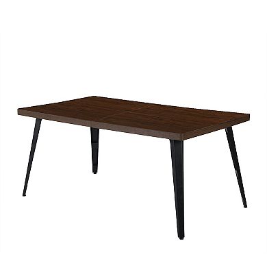 63" Dark Brown and Black Wood and Steel Dining Table