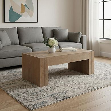 49" Natural Wood Chunky Rectangular Coffee Table