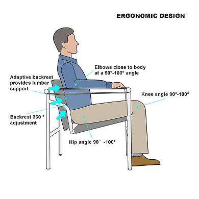 24" White and Silver Faux Leather and Stainless Adjustable Back Arm Chair