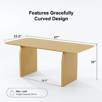 66" Natural Solid Wood Double Pedestal Base Dining Table