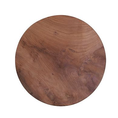 24" Natural and Smoky Black Distressed Reclaimed Wood Round Pedestal End Table