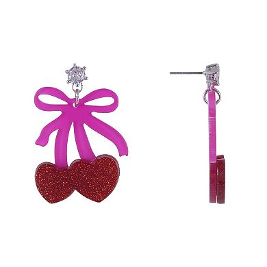 Hallmark Pink Bow and Cherry Drop Earrings