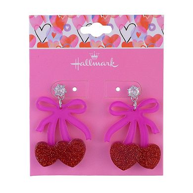 Hallmark Pink Bow and Cherry Drop Earrings