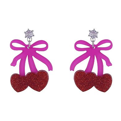 Hallmark Pink Bow and Cherry Drop Earrings