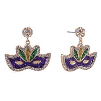 Hallmark Mardi Gras Mask Stone Earrings