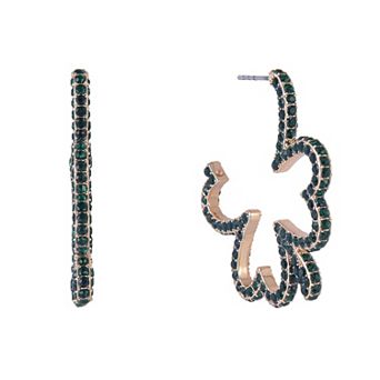 Hallmark St. Patrick's Day Green Stone Shamrock Hoop Earrings