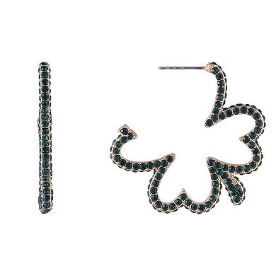 Hallmark St. Patrick's Day Green Stone Shamrock Hoop Earrings