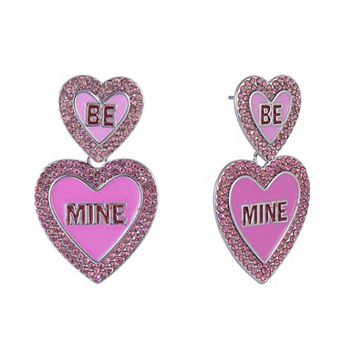 Hallmark "Be Mine" Pink Enamel Conversation Heart Earrings