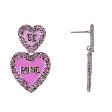 Hallmark "Be Mine" Pink Enamel Conversation Heart Earrings
